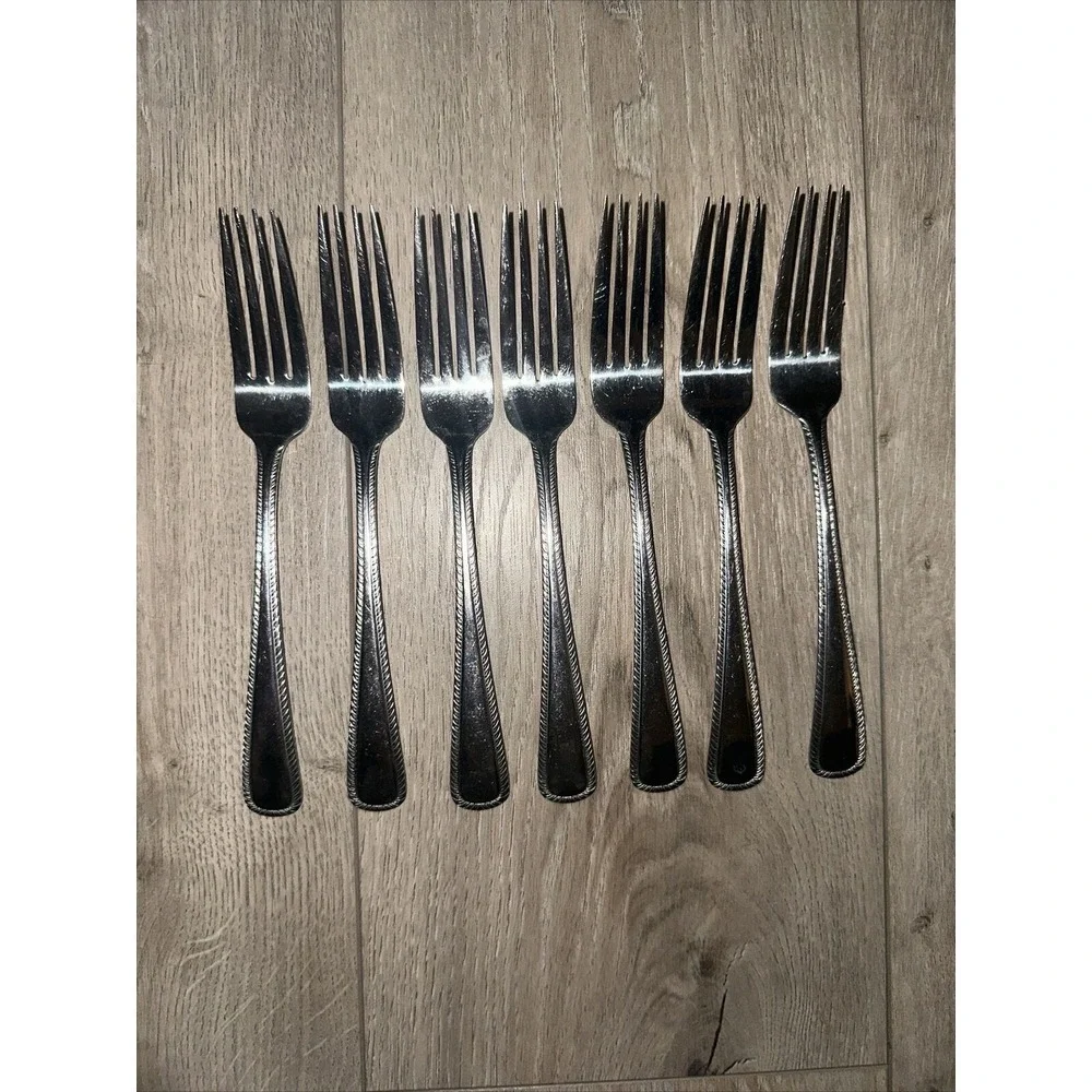 7 Dinner Forks Wallace ASHCROFT 18/10‎ Stainless China 8 1/4